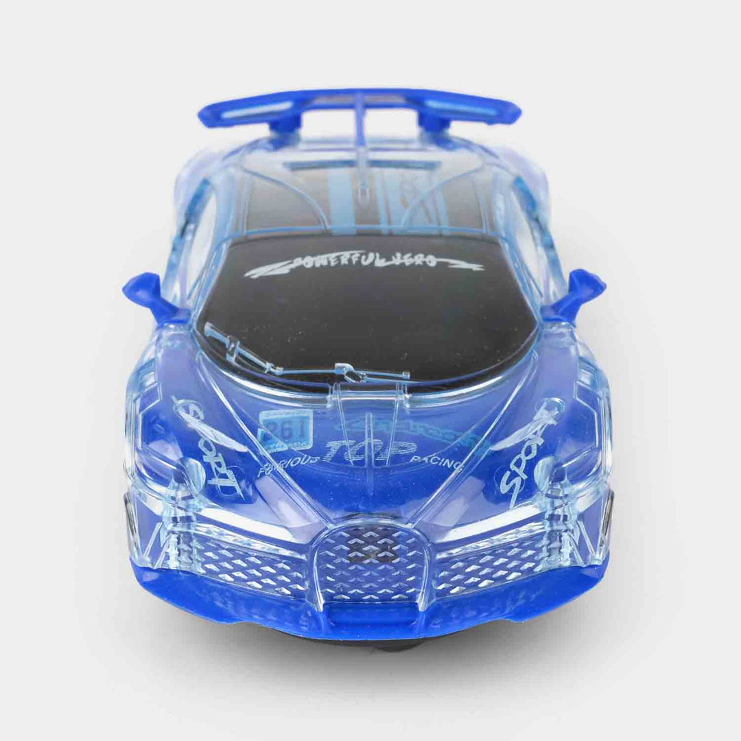 Transparent Blue Light-Up Toy Car – With Music & Universal Wheel