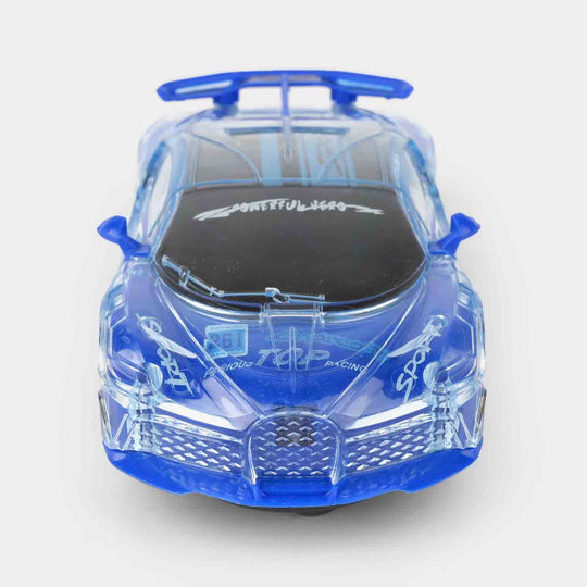 Transparent Blue Light-Up Toy Car – With Music & Universal Wheel