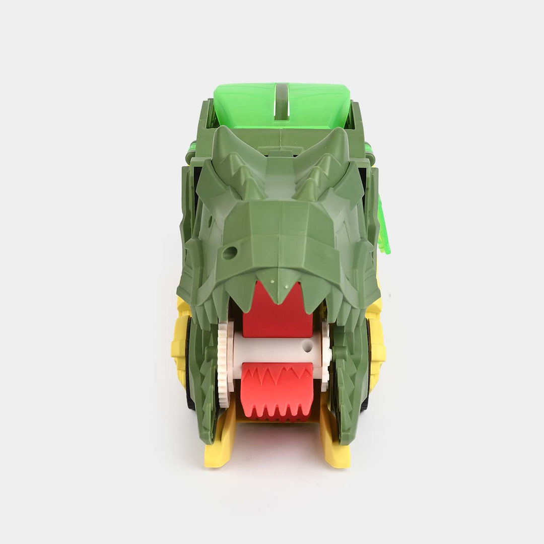 2-in-1 Transforming Dinosaur Transporter and Racing Track