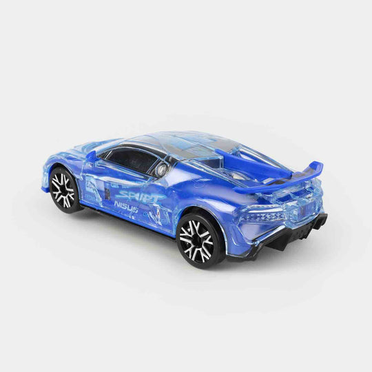 Transparent Blue Light-Up Toy Car – With Music & Universal Wheel