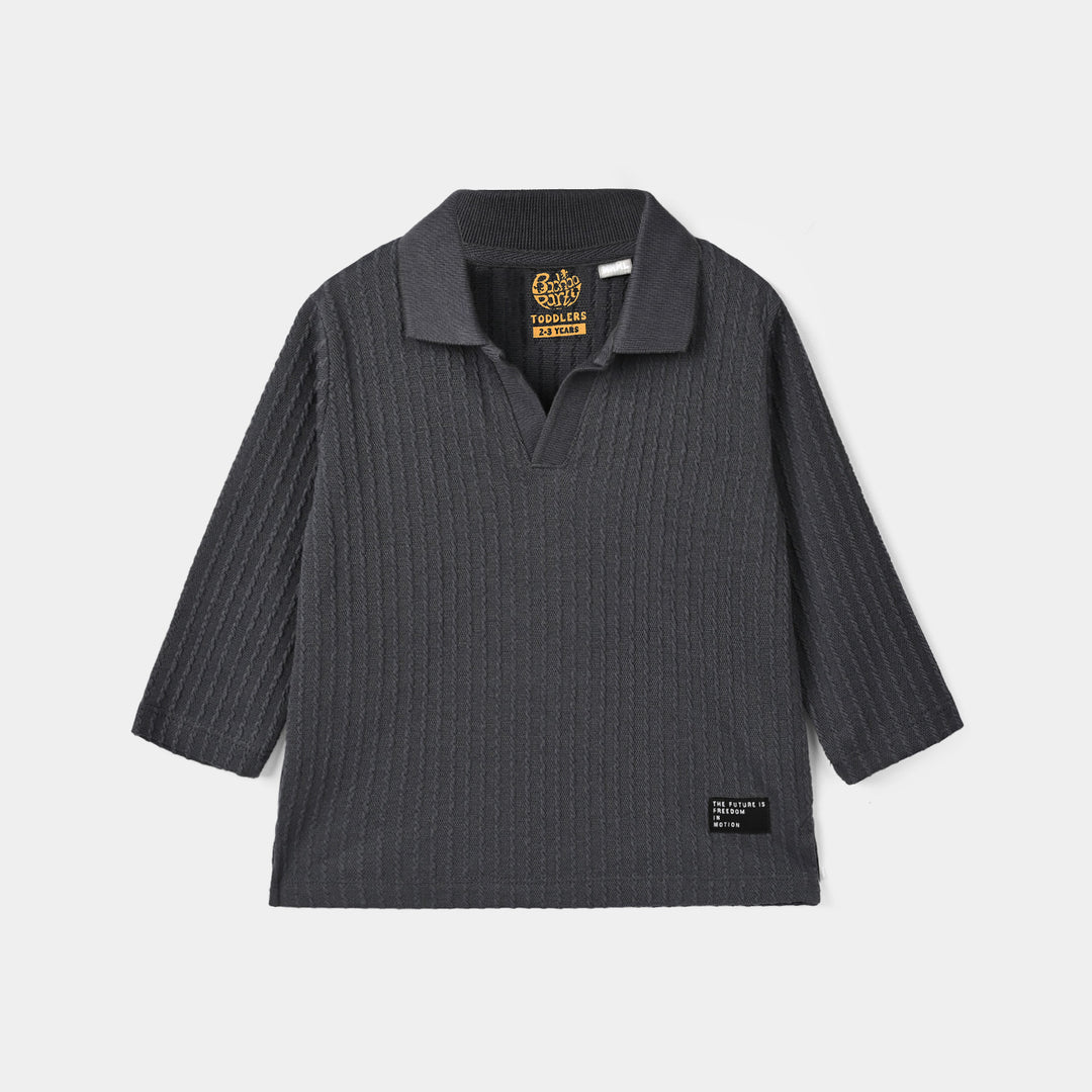 Boys Sweater knit Polo F/S Freedom-BLACK