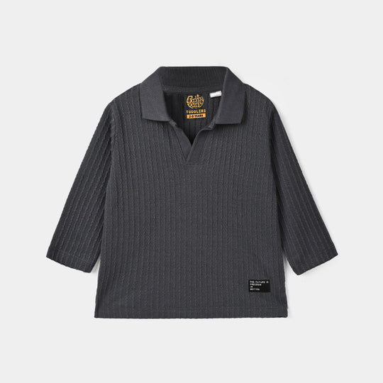Boys Sweater knit Polo F/S Freedom-BLACK