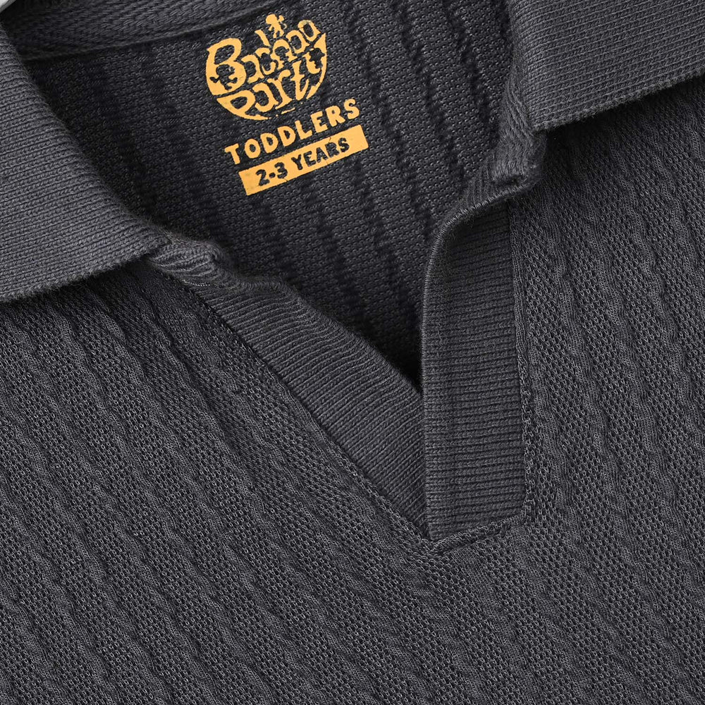 Boys Sweater knit Polo F/S Freedom-BLACK