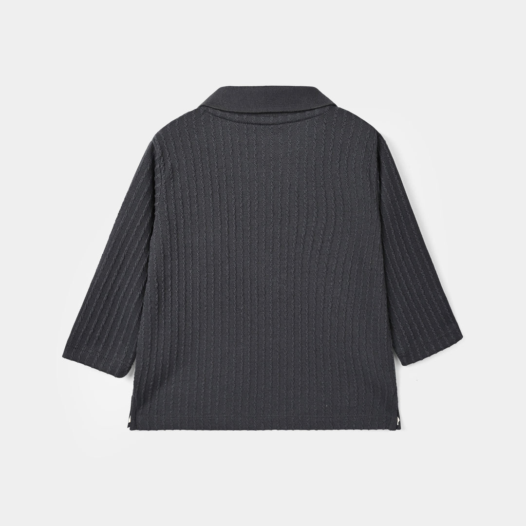 Boys Sweater knit Polo F/S Freedom-BLACK