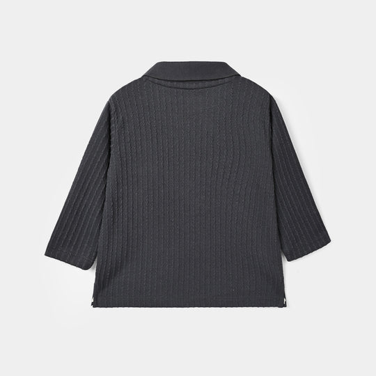 Boys Sweater knit Polo F/S Freedom-BLACK