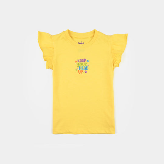 Infant Girls Cotton Jersey T-Shirt (KEEP YOUR HEAD UP) - Yellow