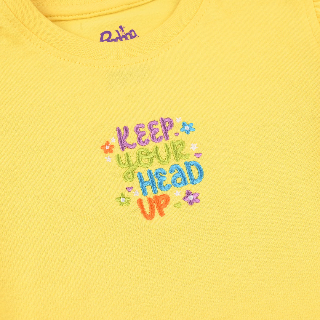 Infant Girls Cotton Jersey T-Shirt (KEEP YOUR HEAD UP) - Yellow