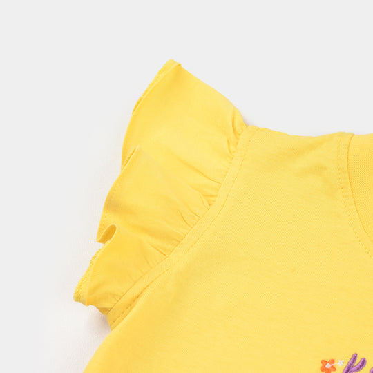 Infant Girls Cotton Jersey T-Shirt (KEEP YOUR HEAD UP) - Yellow