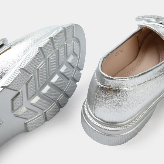 Girls Loafer ZP-145-SILVER