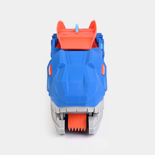 2-in-1 Transforming Dinosaur Transporter and Racing Track