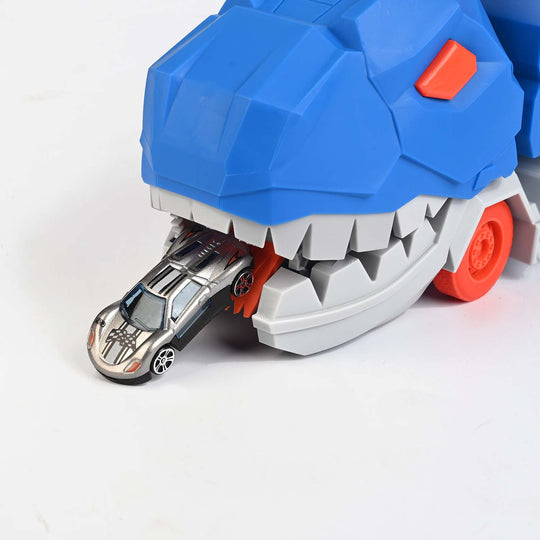 2-in-1 Transforming Dinosaur Transporter and Racing Track