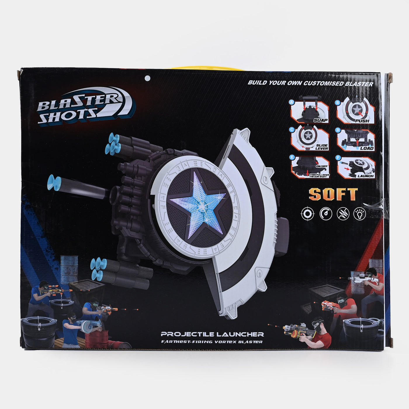 Blaster Shoot Shield Launch Play Set with Soft Bullets'
