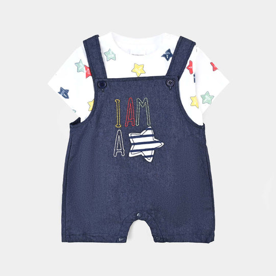 Infant Unisex Cotton Interlock Suit-Navy/White