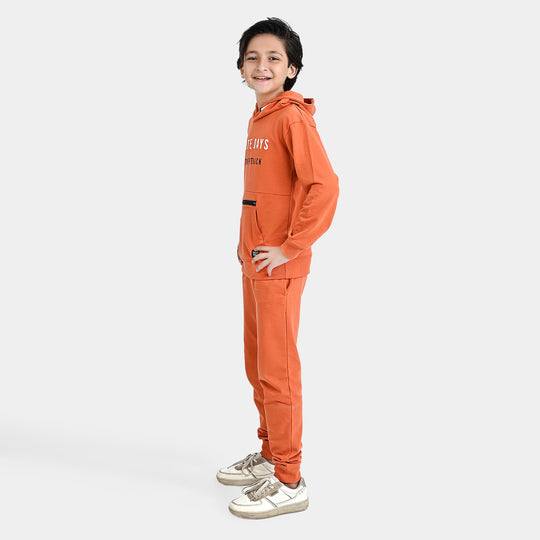 Boys Cotton Terry 2 Piece Suit Skate Days-Orange