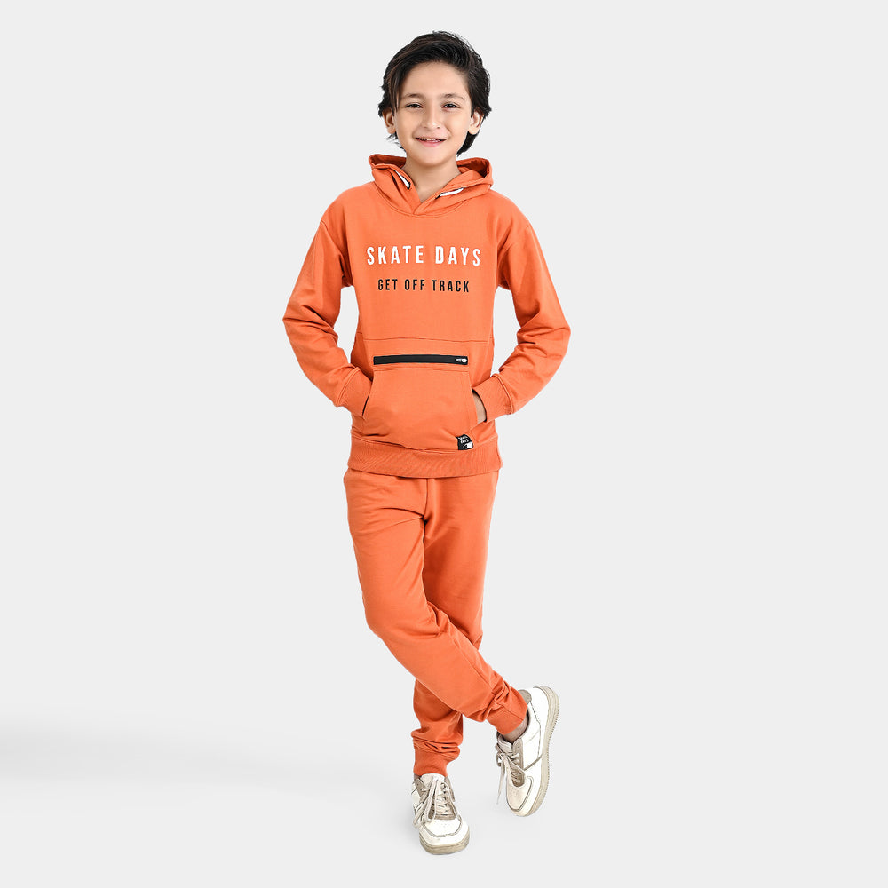 Boys Cotton Terry 2 Piece Suit Skate Days-Orange