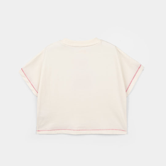 Girls Cotton Jersey T-Shirt H/S Beautiful Moments-Off.White
