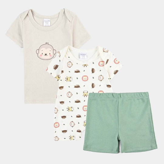 Infant Boys Cotton Interlock Set-Beige/White