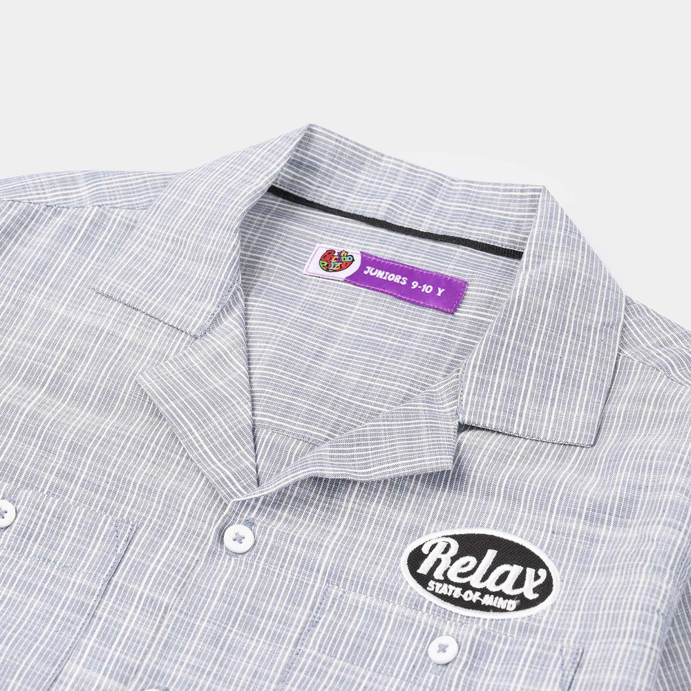 Boys Yarn Dyed Shirt (State Of Mind)-GREY