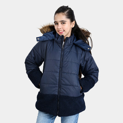 Girls Mix taffeta Woven Jacket Tumid-NAVY