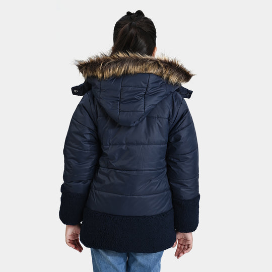 Girls Mix taffeta Woven Jacket Tumid-NAVY