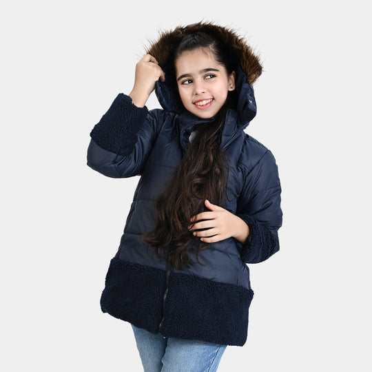 Girls Mix taffeta Woven Jacket Tumid-NAVY