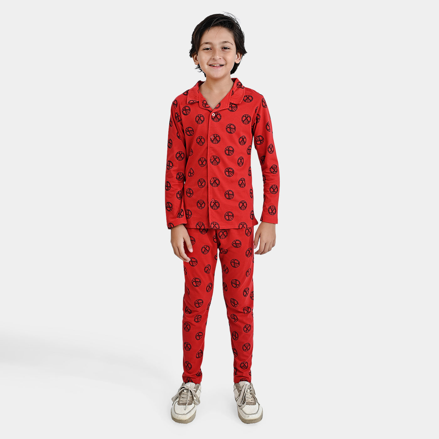 Boys Poly Cotton Jersey Knitted Nightwear Spidey-HR Red