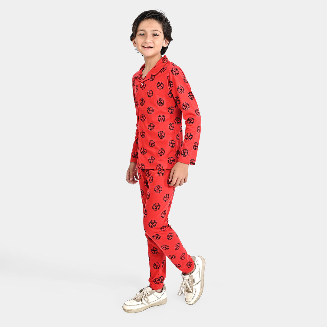 Boys Poly Cotton Jersey Knitted Nightwear Spidey-HR Red