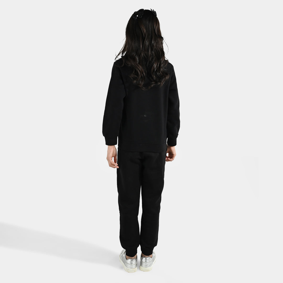 Girls Fleece 2 Piece Suit Character-BLACK