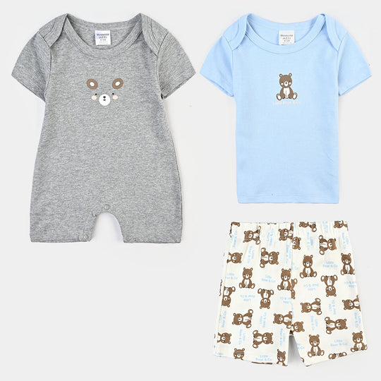 Infant Boys Cotton Interlock Set -Blue/Grey