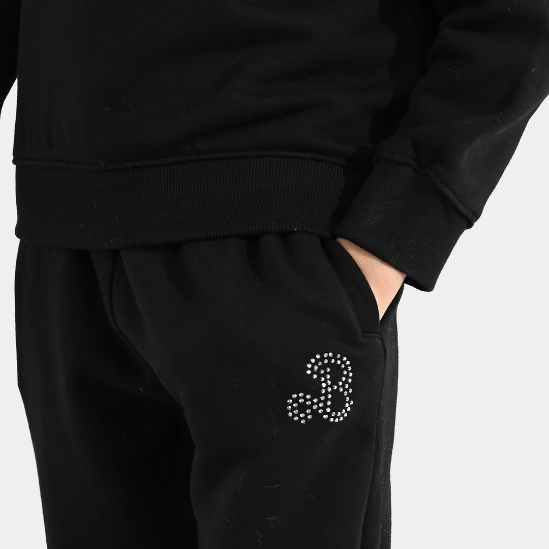 Girls Fleece 2 Piece Suit Character-BLACK