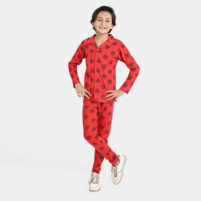 Boys Poly Cotton Jersey Knitted Nightwear Spidey-HR Red