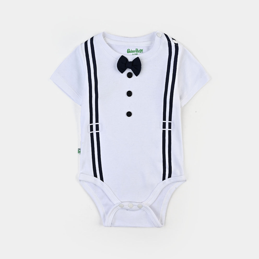 Infant Boys Cotton Interlock 4Pc Set-White/Navy