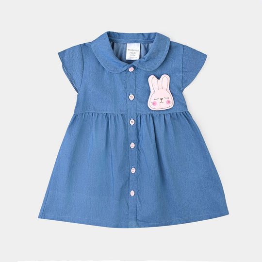 Infant Girls Cotton Suit-Blue/White