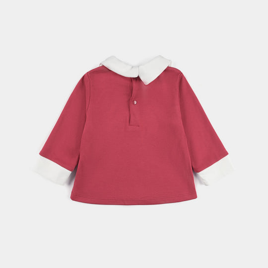 Infant Girls Cotton Interlock Suit-Red