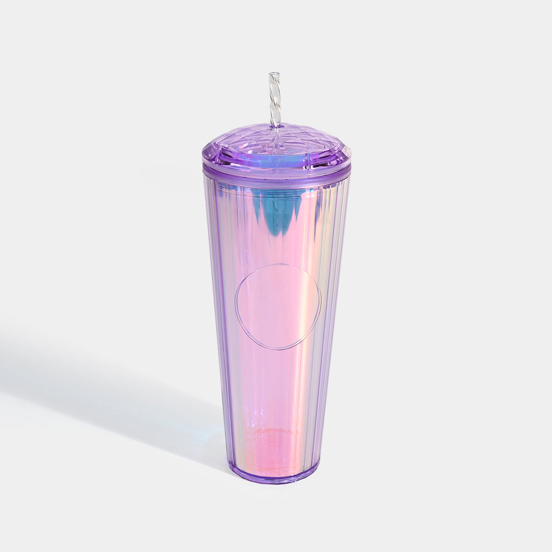Fluted Cold Cup Tumbler with Straw