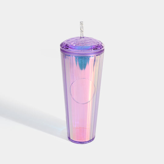 Fluted Cold Cup Tumbler with Straw