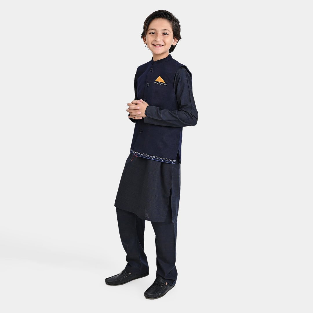 Boys Poly Viscose 3 Piece Suit (Royal)-R/Blue