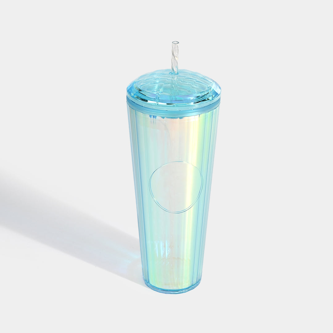 Fluted Cold Cup Tumbler with Straw