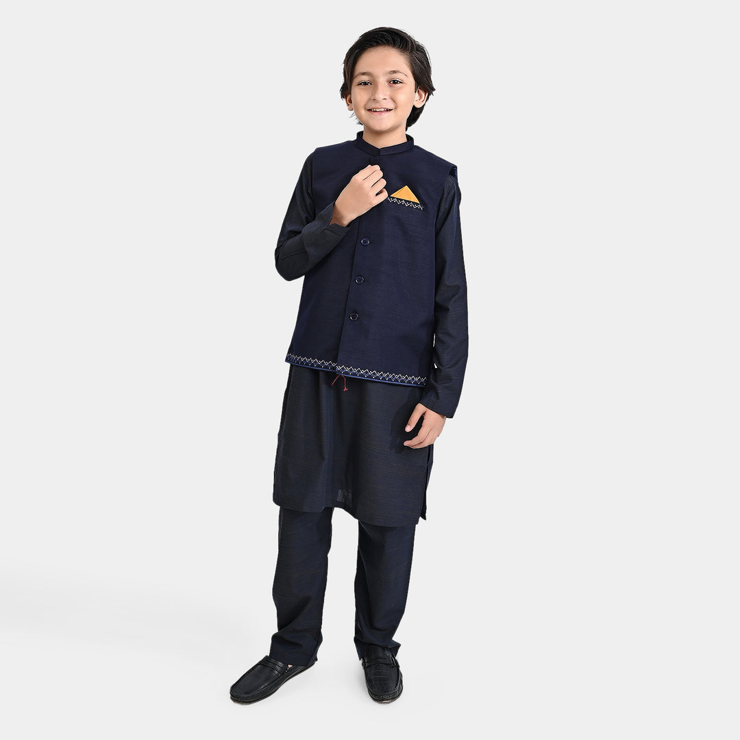 Boys Poly Viscose 3 Piece Suit (Royal)-R/Blue