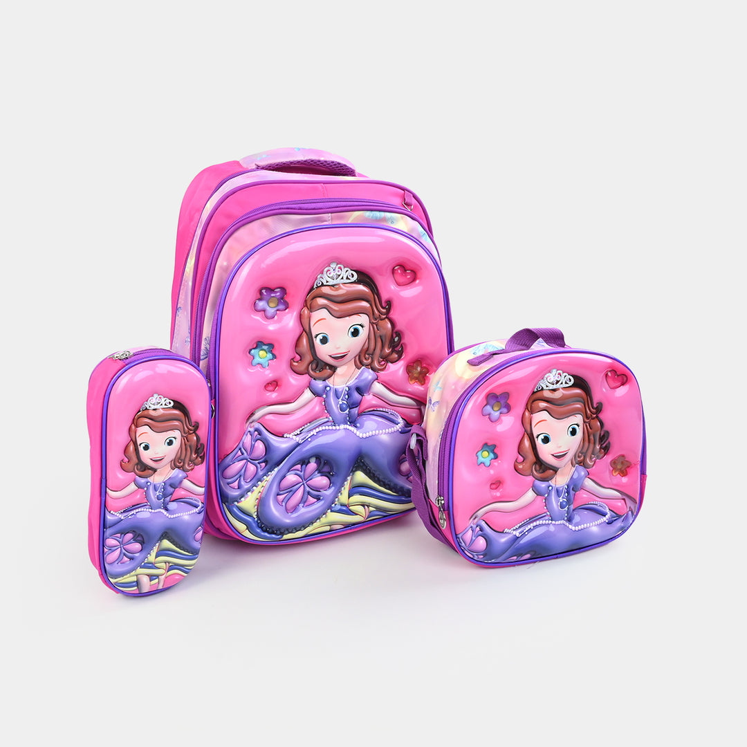 16" 3D Embossed School Bag Set | Grade 1-4