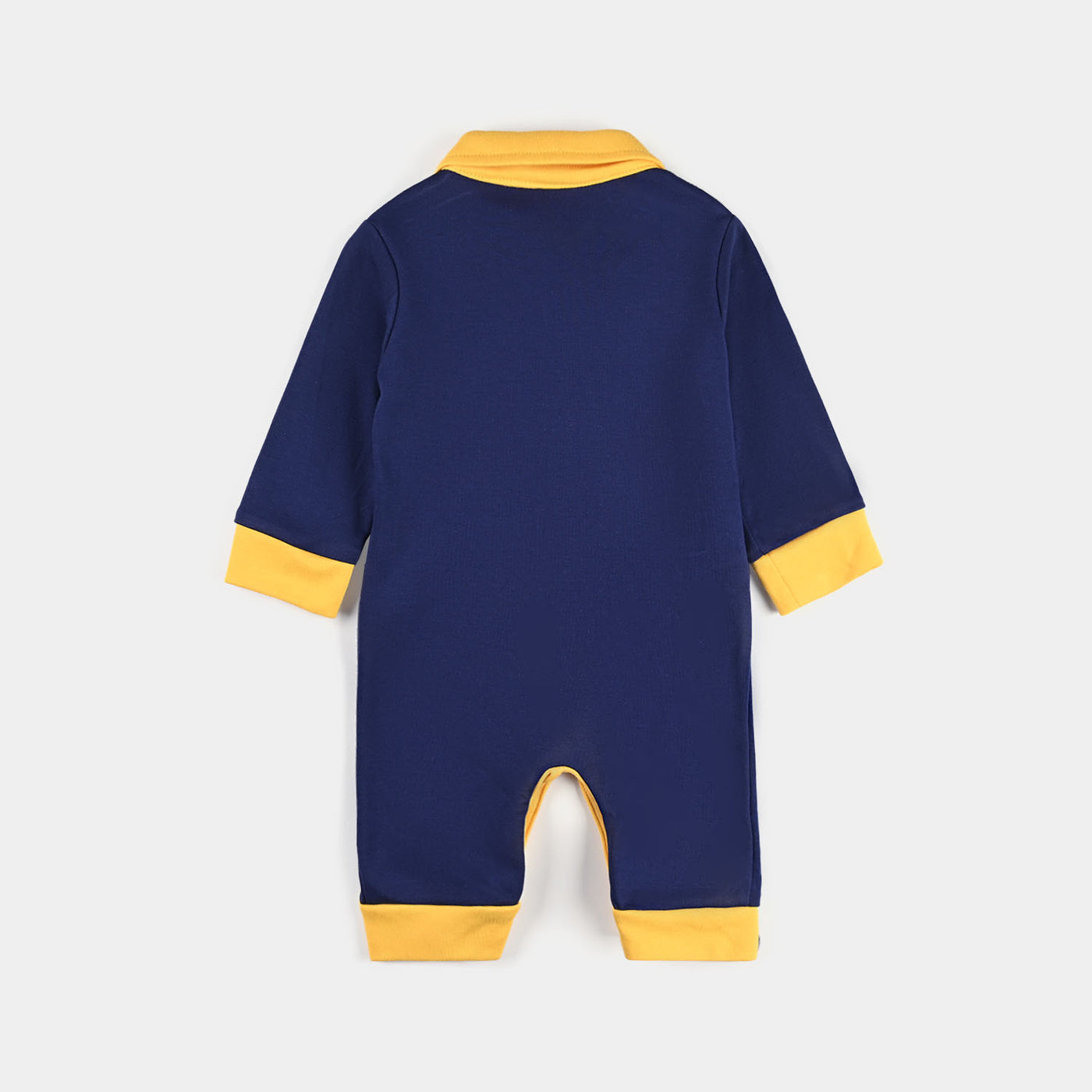 Infant Boys Cotton Interlock Romper-Navy/Grey