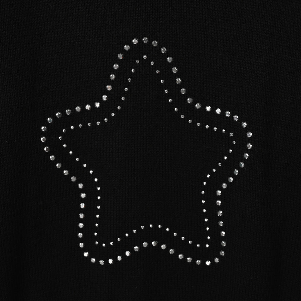Girls Cotton Sweater Stars-BLACK