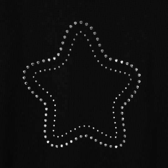 Girls Cotton Sweater Stars-BLACK