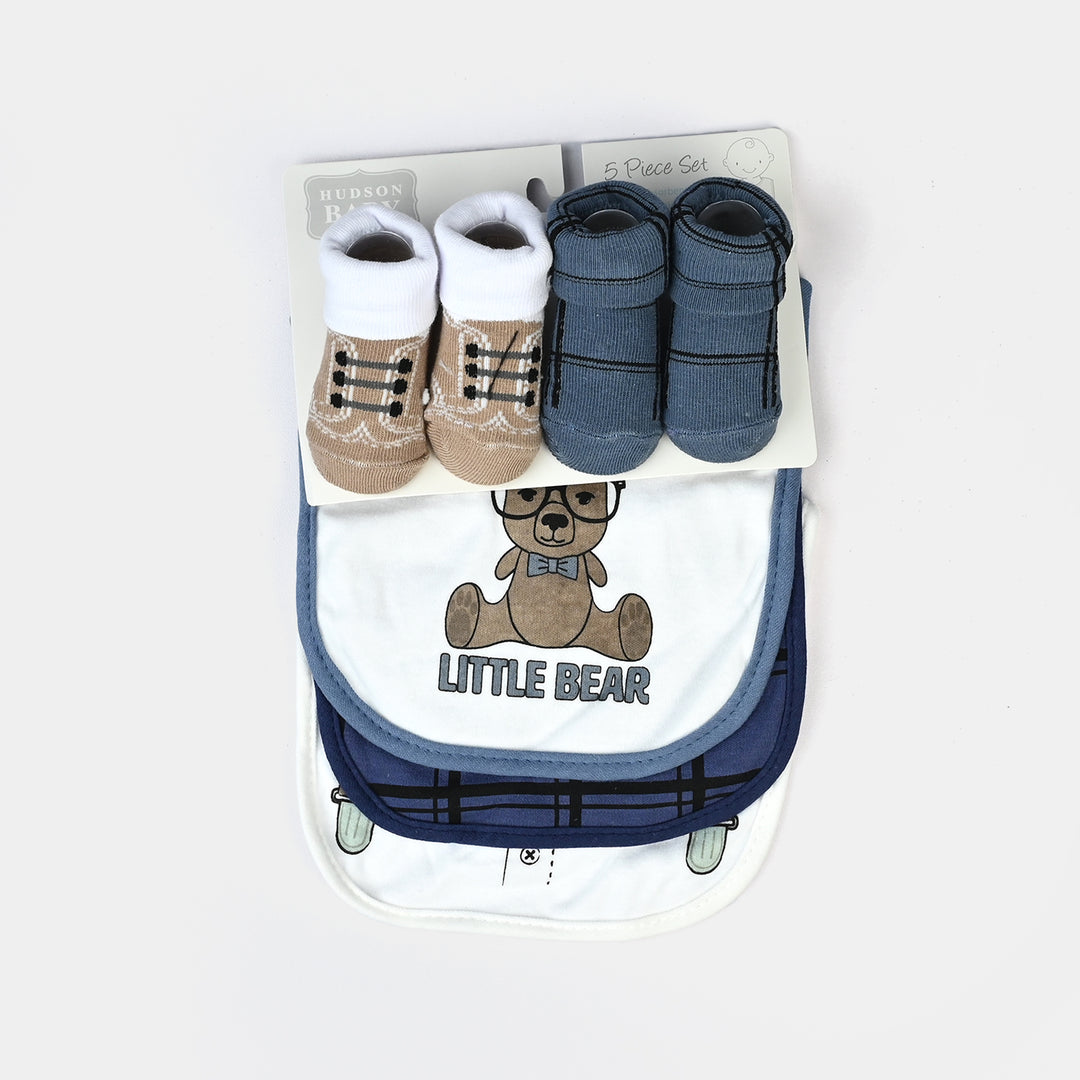 Baby Bibs & Booties Set | 5 Pcs