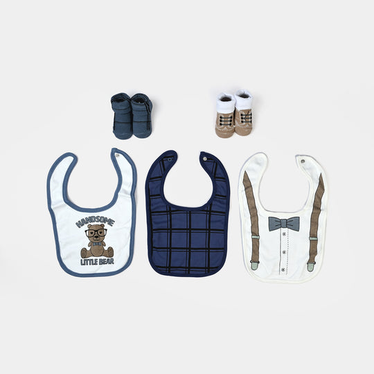 Baby Bibs & Booties Set | 5 Pcs