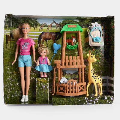 Doll Set With Pets For Girls