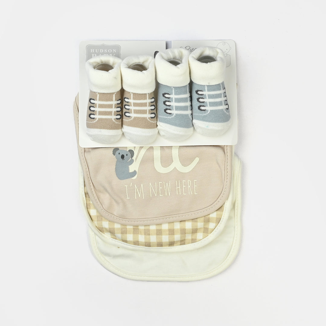 Baby Bibs & Booties Set | 5 Pcs