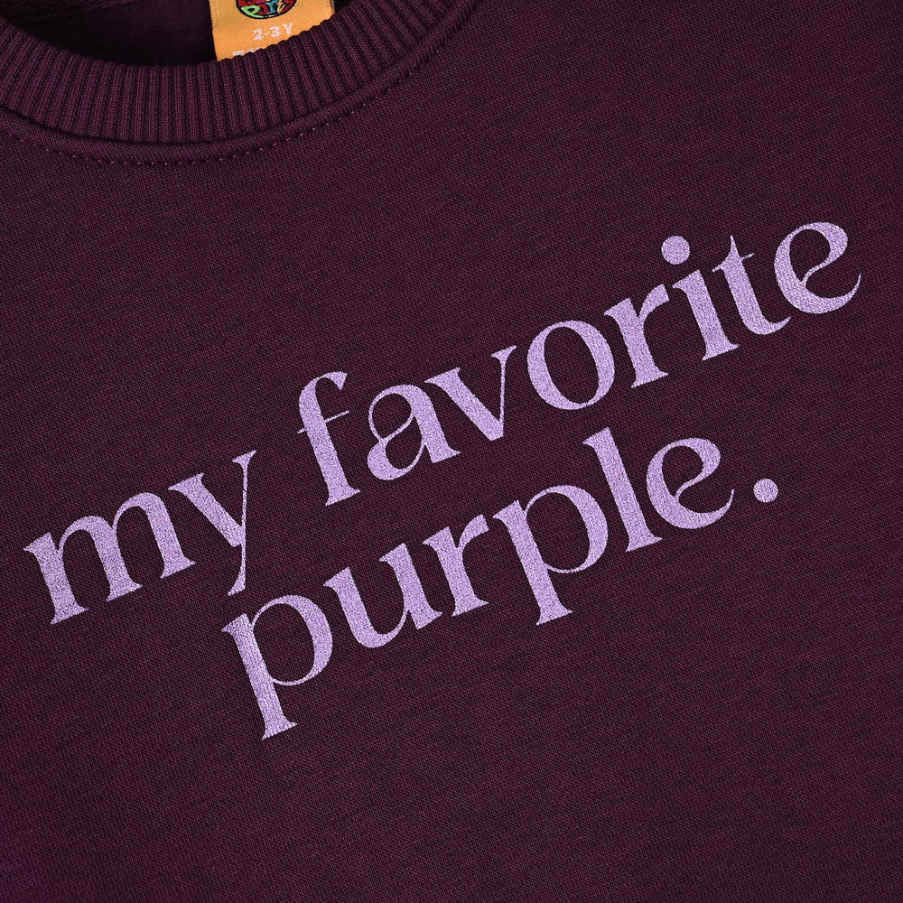 Girls Fleece Sweatshirt My Fav Purple-Pickle. Beet