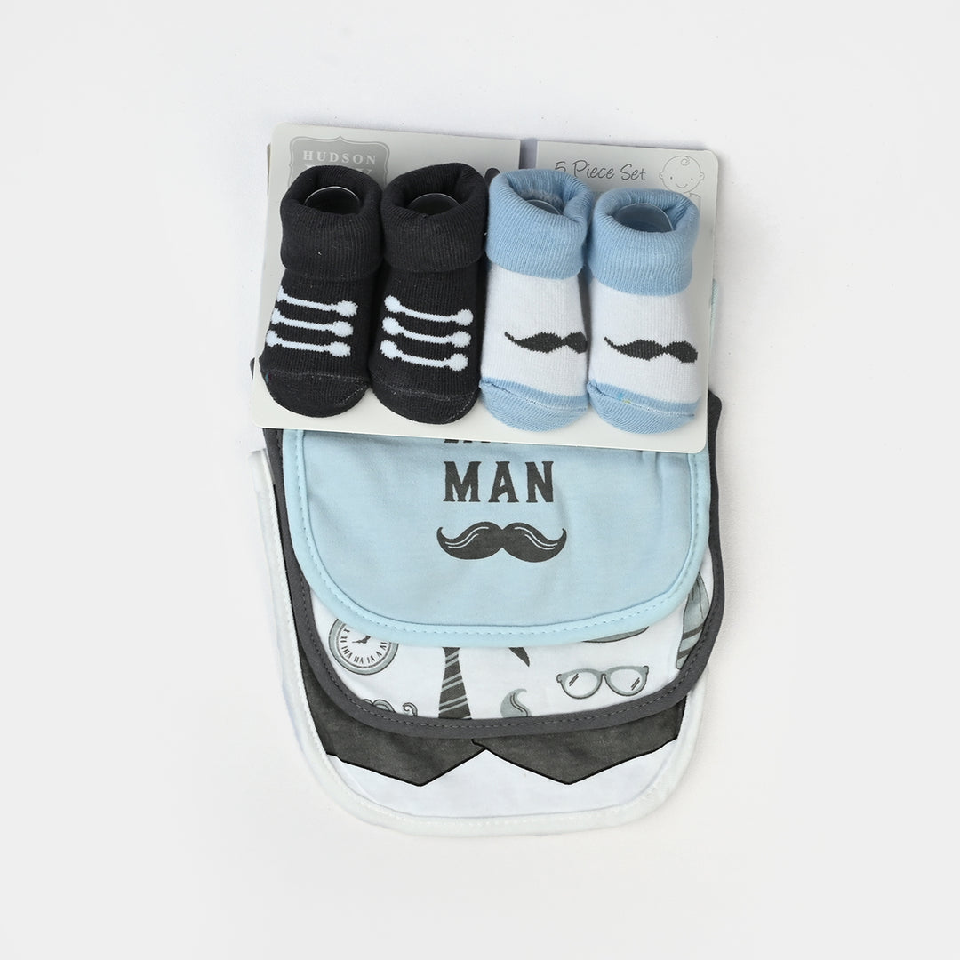 Baby Bibs & Booties Set | 5 Pcs