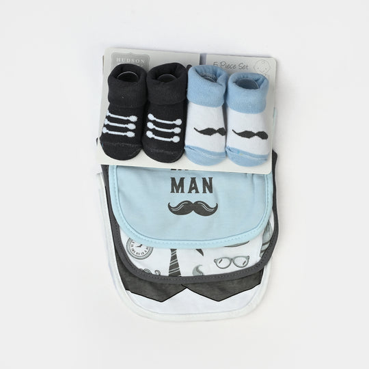 Baby Bibs & Booties Set | 5 Pcs